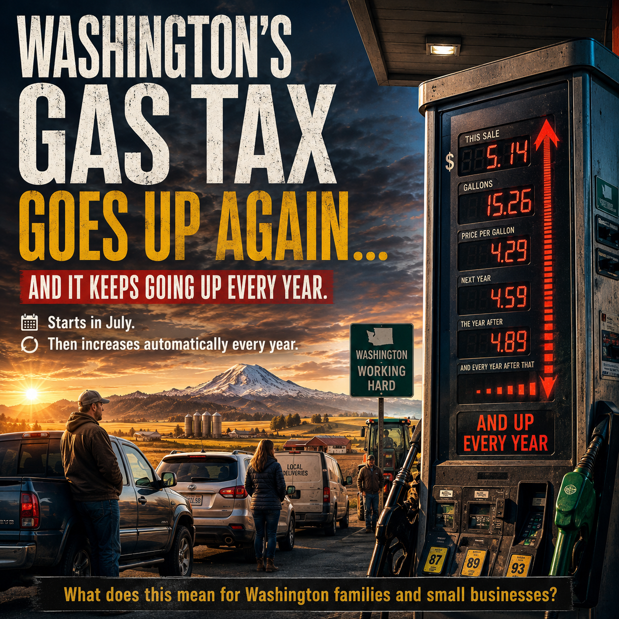WA Gas Tax Rising artwork